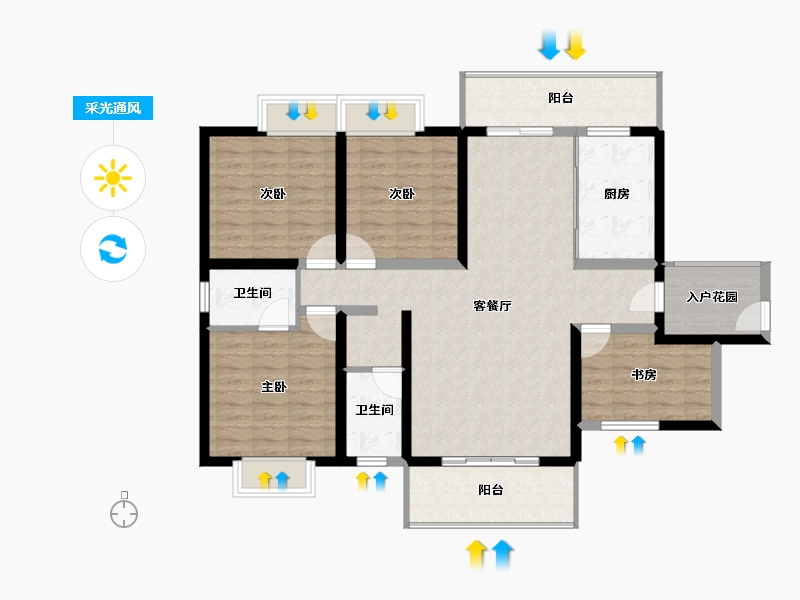 云南省-红河哈尼族彝族自治州-惠景康城观湖国际-113.04-户型库-采光通风