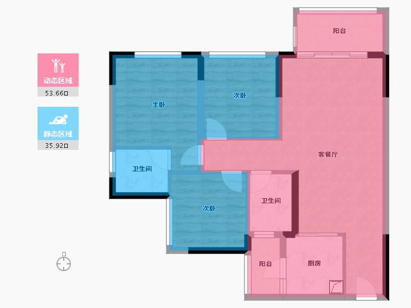 贵州省-遵义市-桃源府-90.00-户型库-动静分区