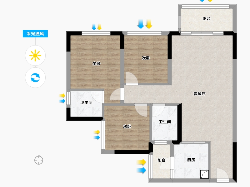 贵州省-遵义市-桃源府-90.00-户型库-采光通风