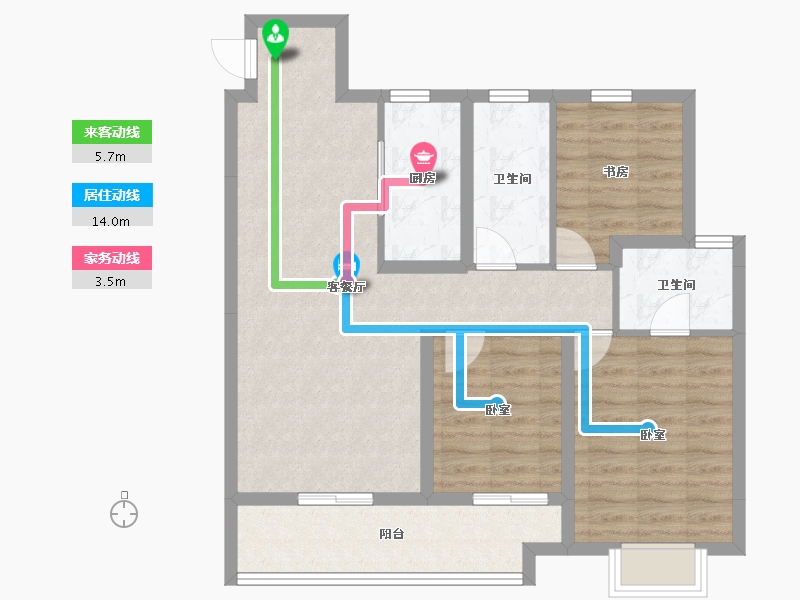 山西省-太原市-万达·西岸CLASS-83.88-户型库-动静线