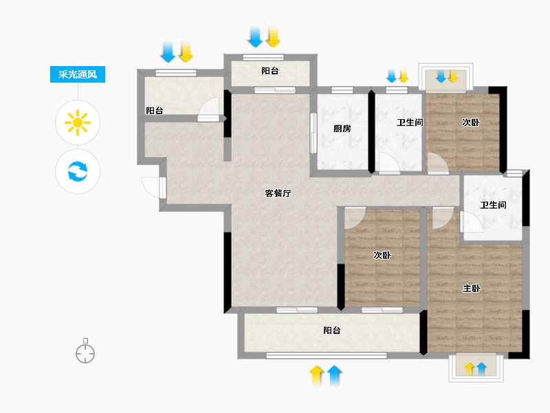 湖南省-长沙市-日盛湖湘府-104.00-户型库-采光通风