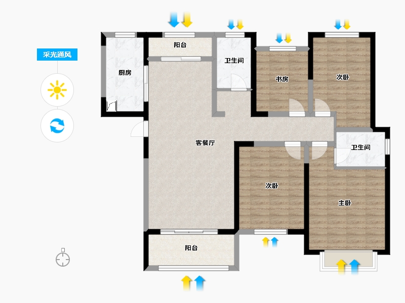 河南省-郑州市-商城佳苑-120.00-户型库-采光通风