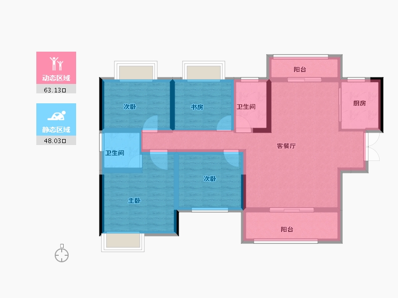 湖南省-长沙市-帝辰观澜荟锦-98.40-户型库-动静分区