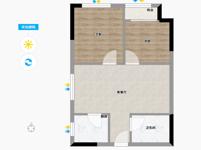 湖南省-长沙市-中海珑悦中心公寓-47.20-户型库-采光通风