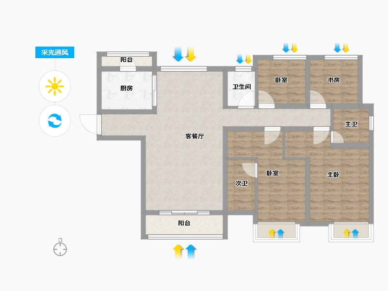 山西省-晋中市-龙湖壹號二期-102.73-户型库-采光通风