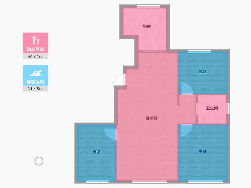 内蒙古自治区-赤峰市-坤厦悦棠湾-73.85-户型库-动静分区