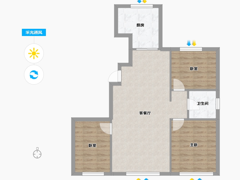 内蒙古自治区-赤峰市-坤厦悦棠湾-73.85-户型库-采光通风