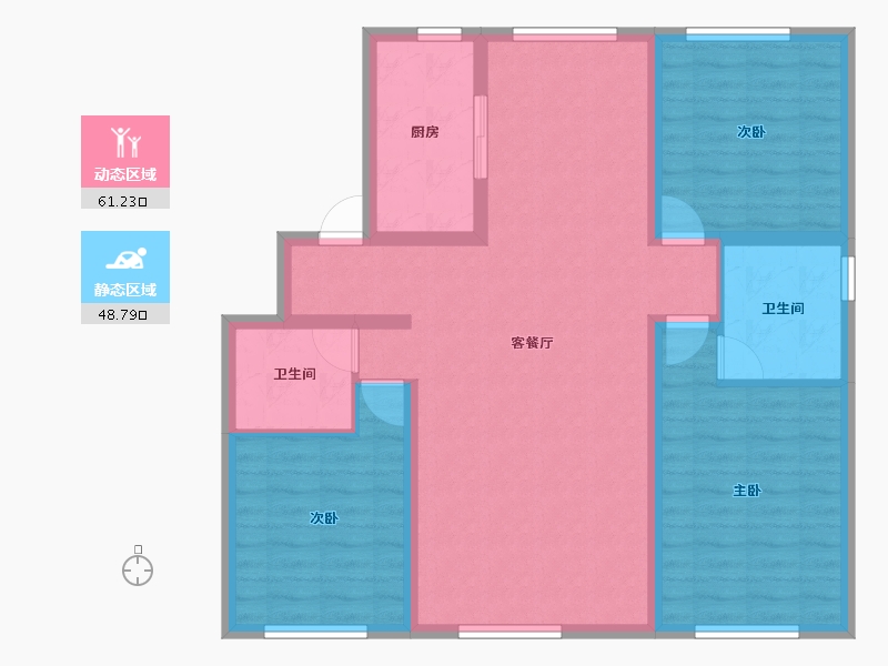 内蒙古自治区-赤峰市-坤厦悦龙府-98.72-户型库-动静分区