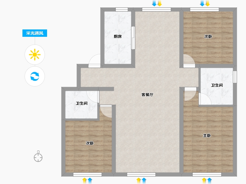 内蒙古自治区-赤峰市-坤厦悦龙府-98.72-户型库-采光通风