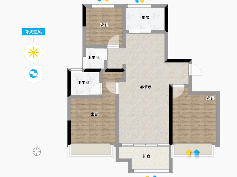 河南省-郑州市-郑地东润·云麓之城-86.40-户型库-采光通风