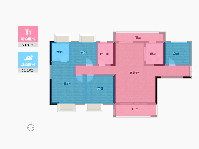 湖南省-长沙市-帝辰观澜荟锦-105.60-户型库-动静分区