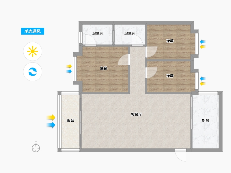 广东省-广州市-乐意居花苑-77.40-户型库-采光通风