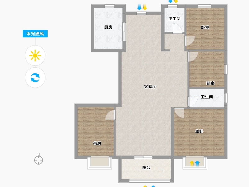 河南省-濮阳市-和谐花园-140.00-户型库-采光通风