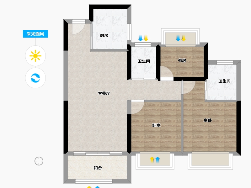 浙江省-温州市-华鸿状元府-71.39-户型库-采光通风