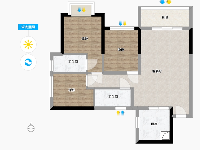 广西壮族自治区-南宁市-光明城市-雅集苑-90.00-户型库-采光通风