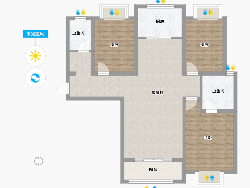 河南省-南阳市-和通博士园-94.67-户型库-采光通风