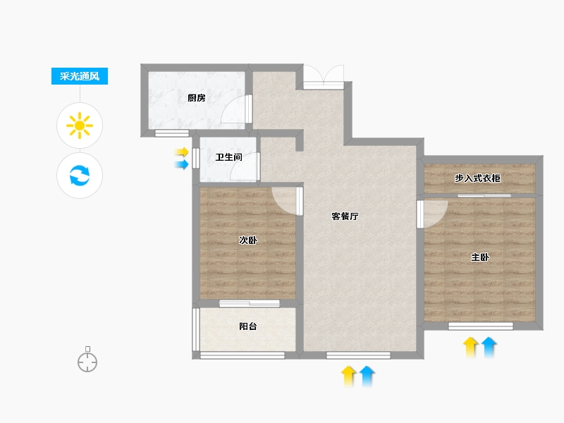 山东省-德州市-禹城幸福里-77.93-户型库-采光通风