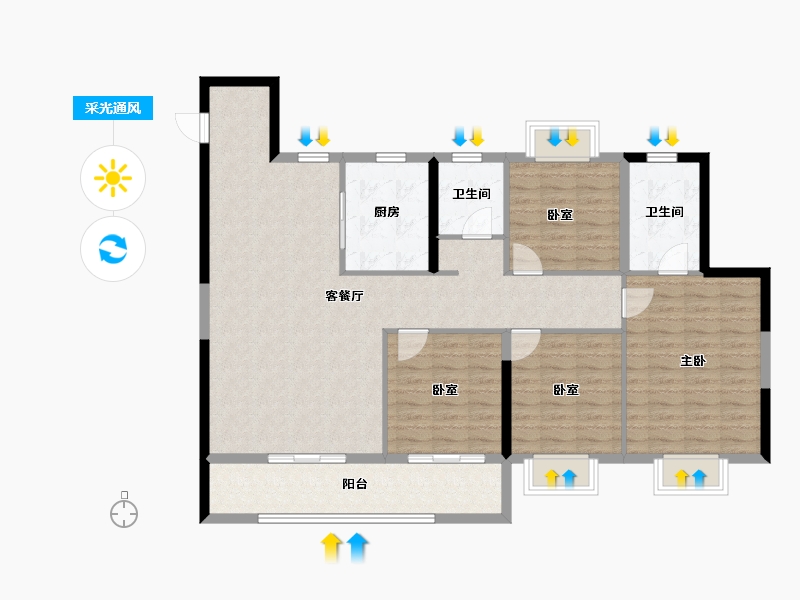 江西省-吉安市-红星九颂时代城-118.94-户型库-采光通风