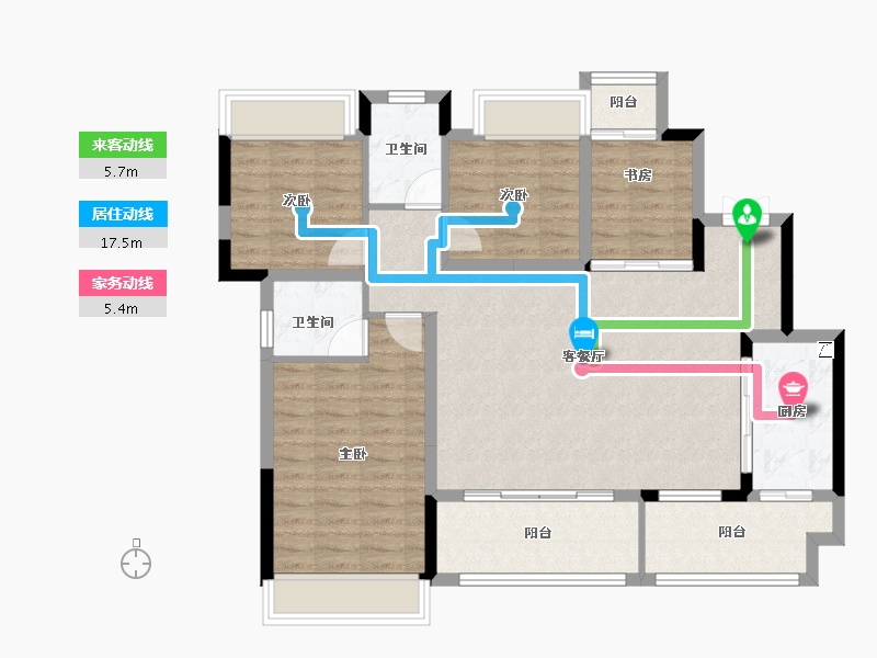 重庆-重庆市-桥达樾府-101.59-户型库-动静线