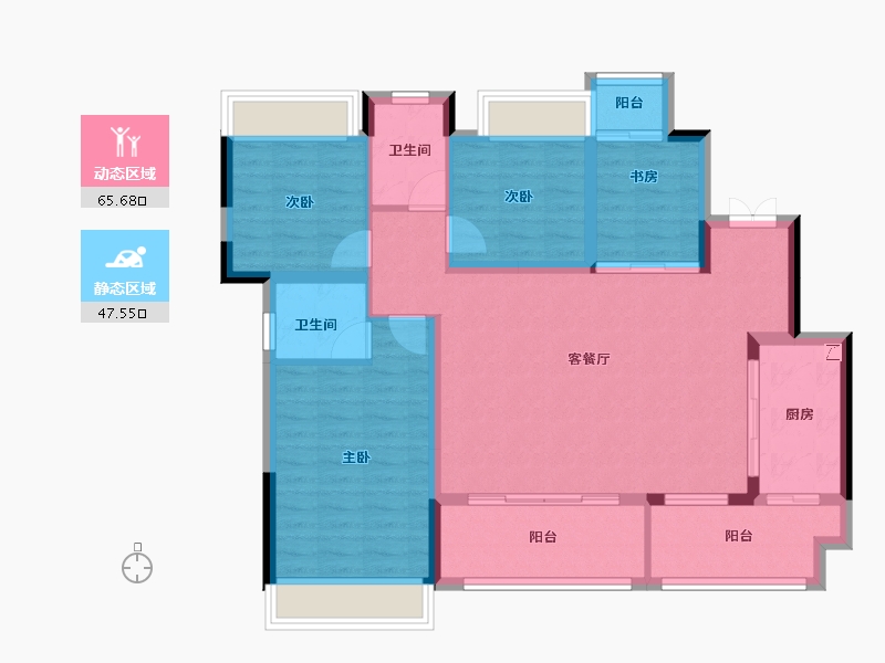 重庆-重庆市-桥达樾府-101.59-户型库-动静分区