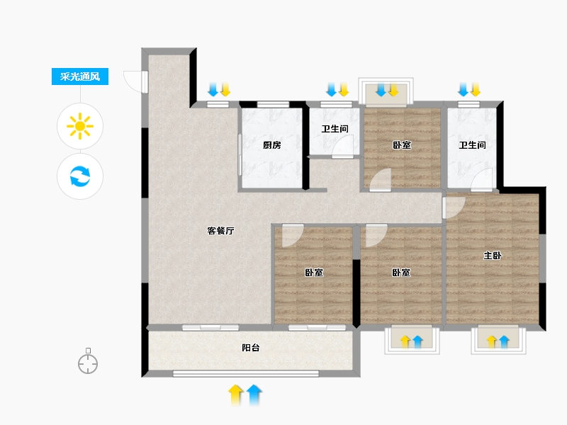 江西省-吉安市-红星九颂时代城-115.72-户型库-采光通风