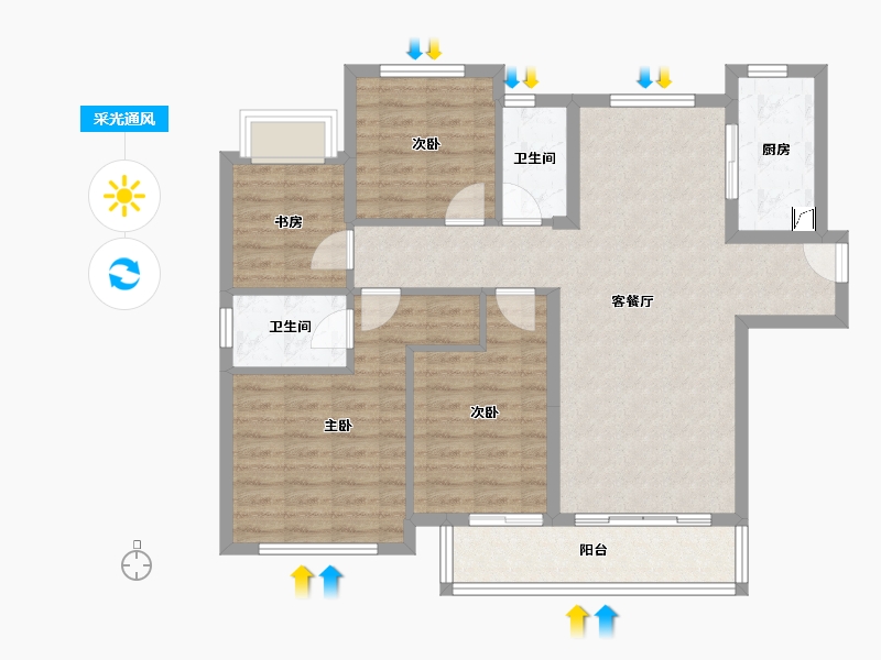 广西壮族自治区-南宁市-合景叠翠峰-95.34-户型库-采光通风