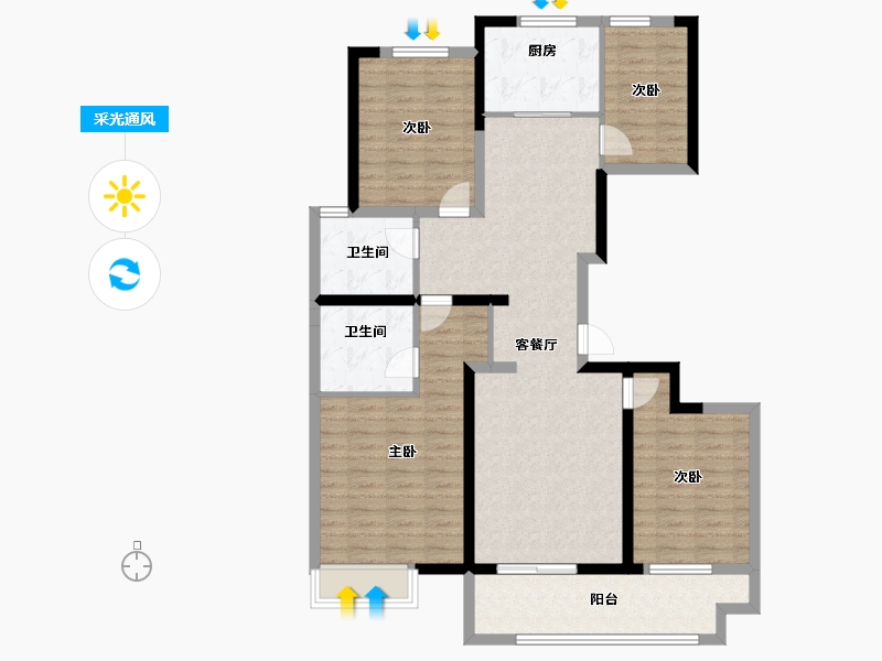 山东省-聊城市-星光珺园-112.00-户型库-采光通风