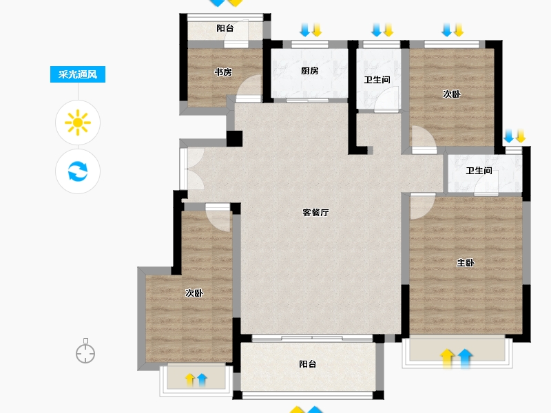 河南省-郑州市-远洋中能·荣府-101.60-户型库-采光通风