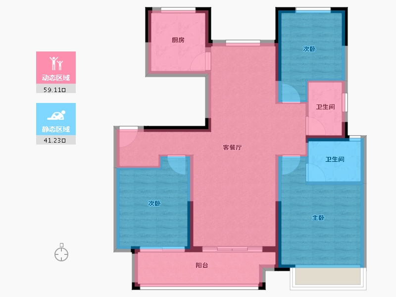 河南省-郑州市-远洋中能·荣府-89.60-户型库-动静分区