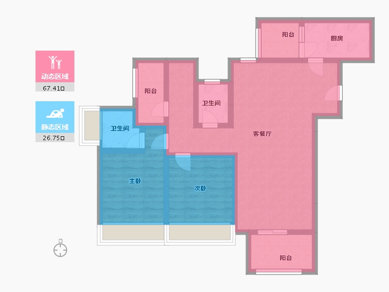 重庆-重庆市-金科博翠园-82.00-户型库-动静分区