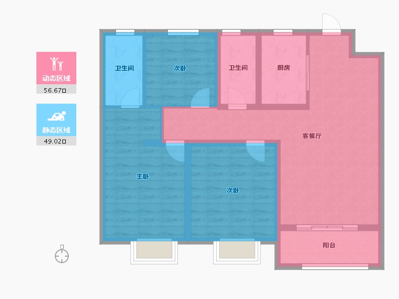 河北省-邯郸市-荣科金水苑-94.41-户型库-动静分区