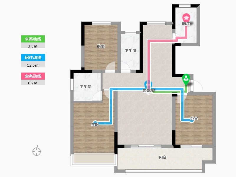 河南省-周口市-法姬娜·书香门第-103.32-户型库-动静线