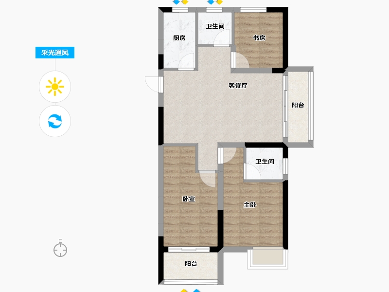 安徽省-淮南市-硕新·公元首府-71.46-户型库-采光通风