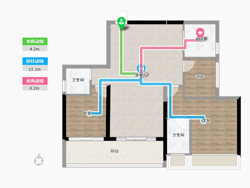 湖南省-常德市-临澧合兴新城-86.08-户型库-动静线