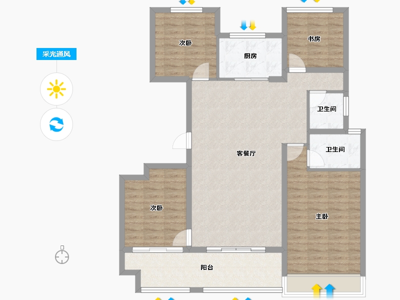 山东省-威海市-云星公园华府-108.95-户型库-采光通风