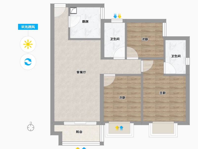 广西壮族自治区-南宁市-合景叠翠峰-63.13-户型库-采光通风