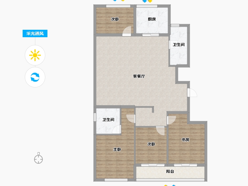 浙江省-宁波市-绿城春熙潮鸣-123.77-户型库-采光通风