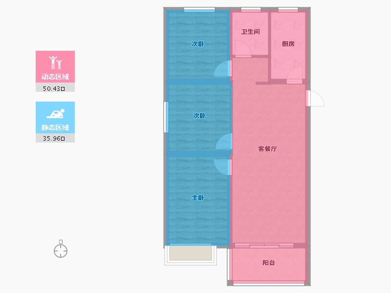 河南省-郑州市-合筑·玖合湾-77.60-户型库-动静分区