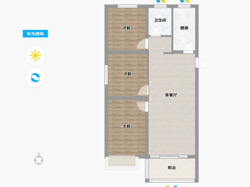 河南省-郑州市-合筑·玖合湾-77.60-户型库-采光通风