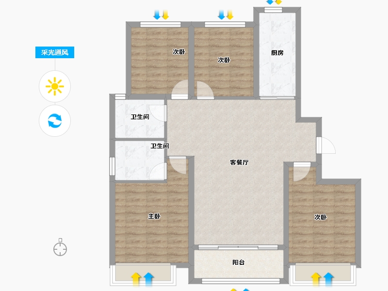 山东省-枣庄市-福佑嘉园西区-101.54-户型库-采光通风