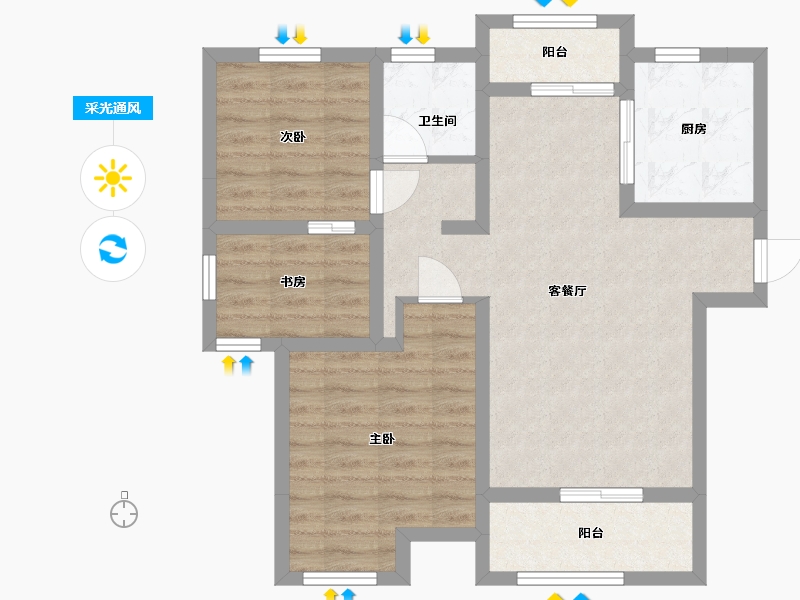 江苏省-宿迁市-运河澜湾-80.00-户型库-采光通风