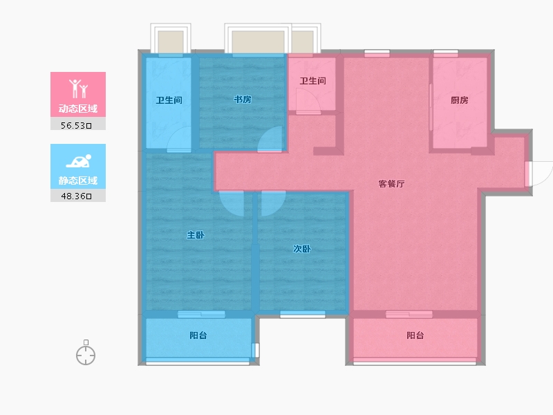 湖南省-常德市-御城金色晓岛-93.38-户型库-动静分区