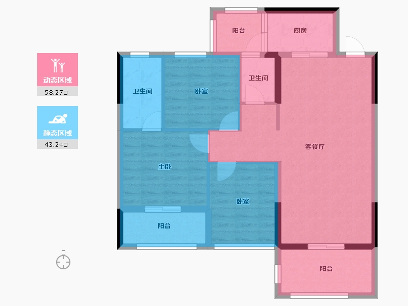 广西壮族自治区-桂林市-远锋新天地-90.94-户型库-动静分区