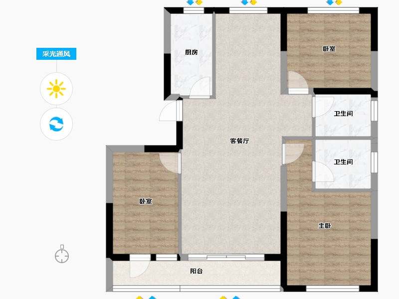 吉林省-吉林市-泊逸·天玺甲第-87.00-户型库-采光通风