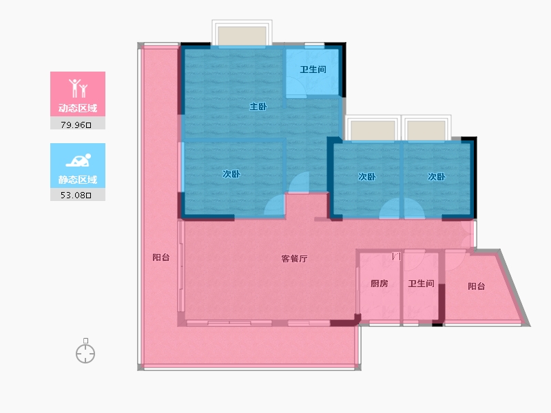 贵州省-贵阳市-贵高速花溪26-119.73-户型库-动静分区