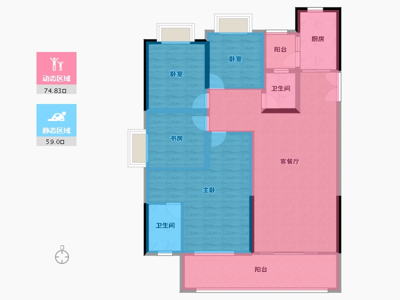 云南省-红河哈尼族彝族自治州-西湖1901-120.34-户型库-动静分区