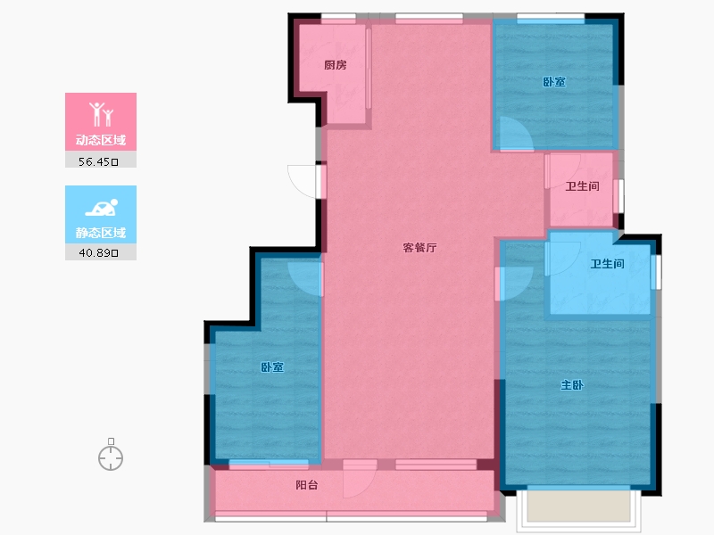 吉林省-吉林市-泊逸·天玺甲第-87.85-户型库-动静分区