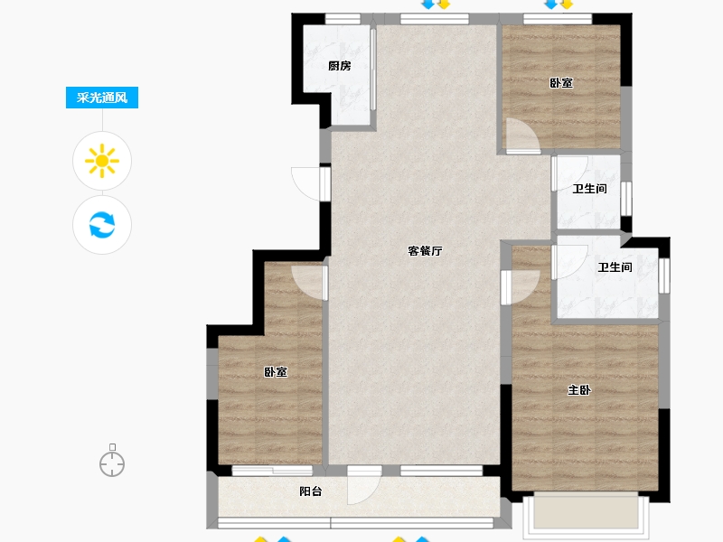 吉林省-吉林市-泊逸·天玺甲第-87.85-户型库-采光通风