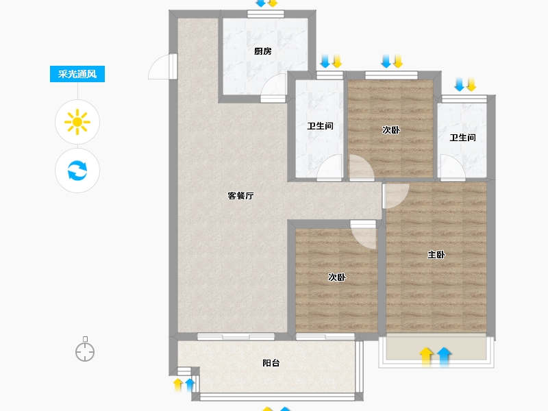 河南省-郑州市-合筑·玖合湾-88.00-户型库-采光通风