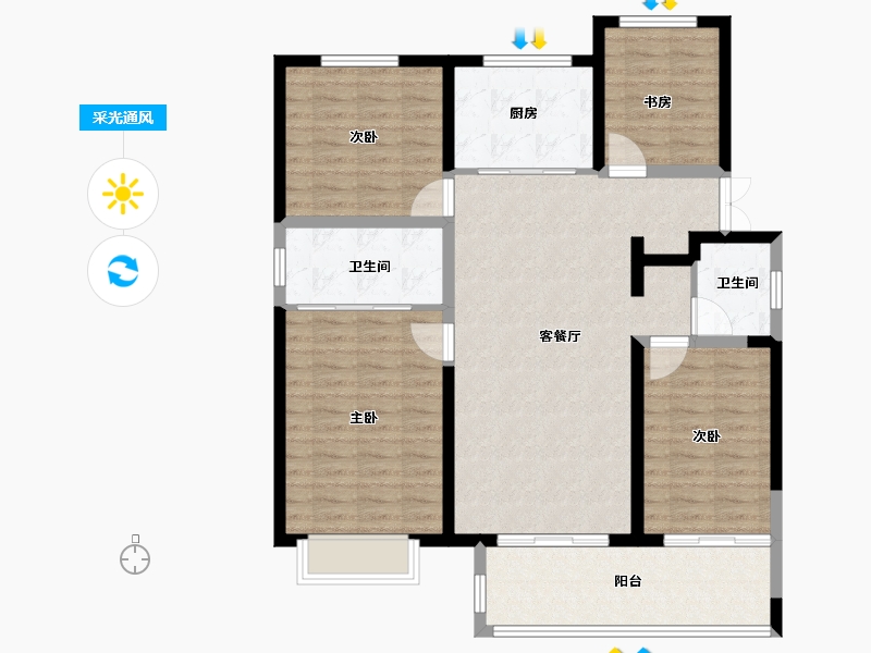 河南省-信阳市-世纪春城-110.00-户型库-采光通风